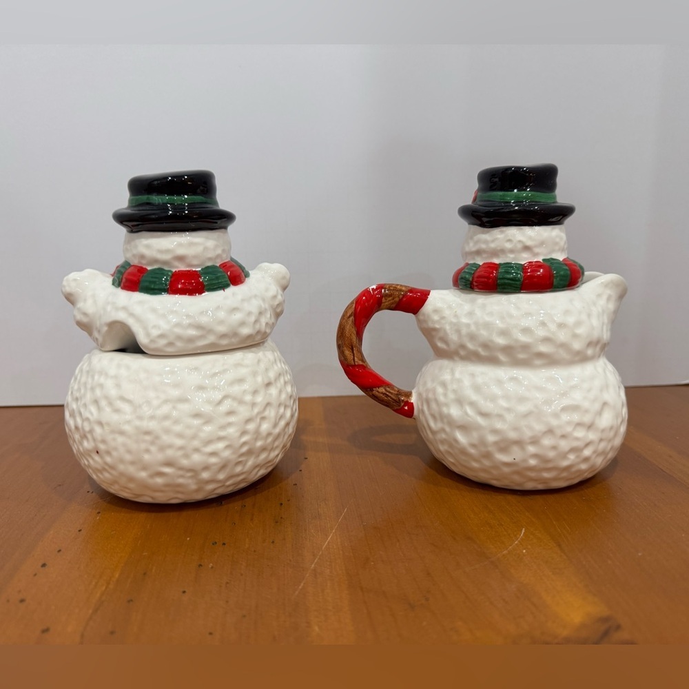 The Cellar Macys vintage dish and cream and sugar dishes snowman 1996 - Picture 11 of 14